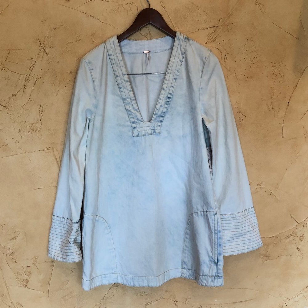 Free People light washed blue jean dress